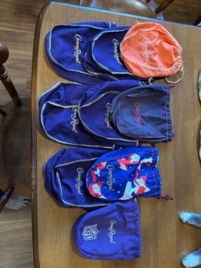 Nine (9) Crown Royal bags